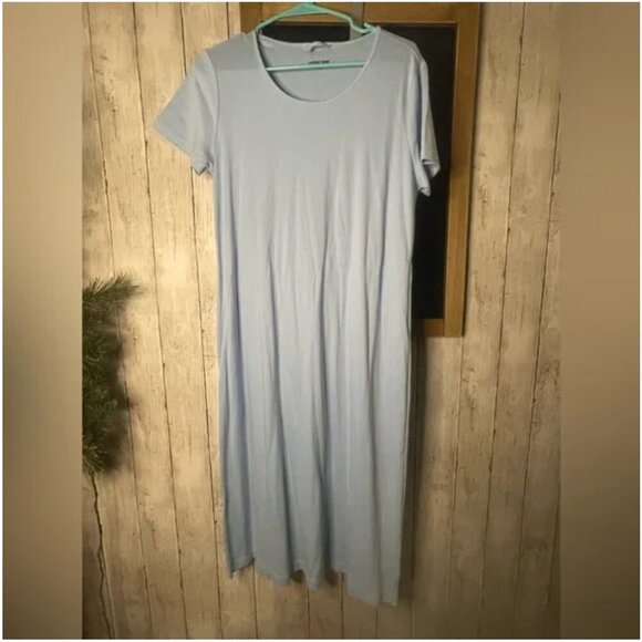 Lands' End Light Blue Short Sleeve Maxi Dress - Size 2X - 100% Cotton - Picture 1 of 3